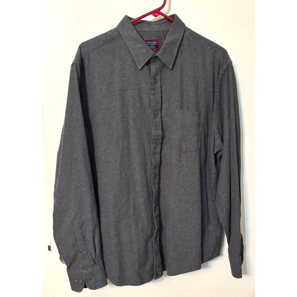 UNTUCKit Men's XL Gray Brushed Cotton Shirt Long Sleeve Casual Flannel